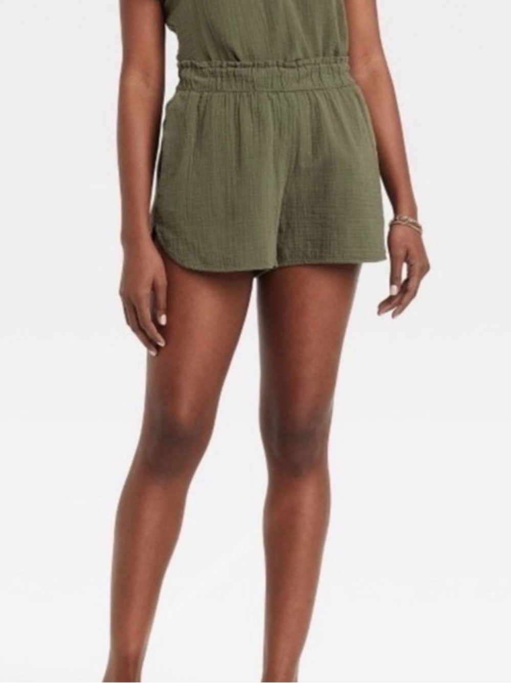 Universal Thread Women’s High Rise Pull-On Gauze Shorts Olive Green XL